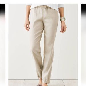 J. Jill Women's Cream Linen Straight Leg Pants XL Tall